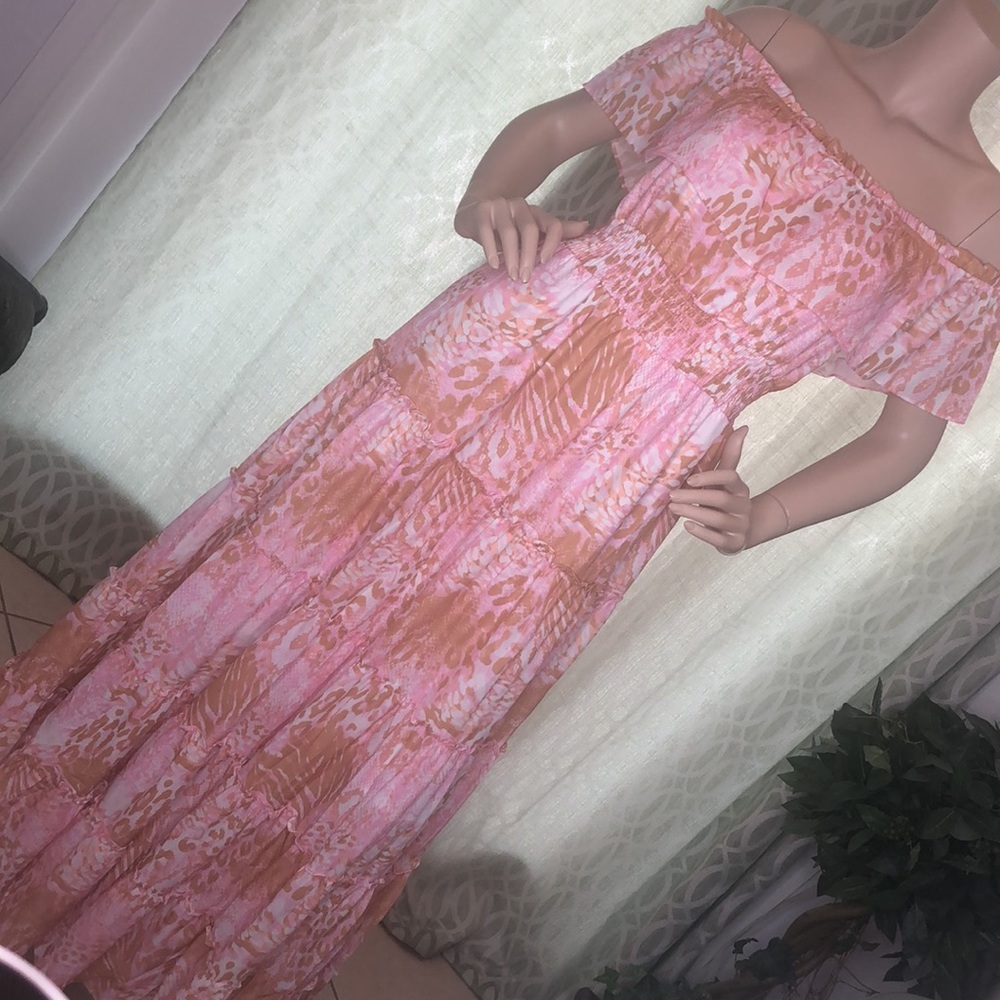 WOMEN'S OFF SHOULDER RUFFLE MAXI DRESS - Picture 10 of 13